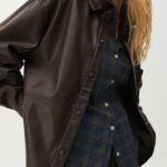 Faux Leather Overshirt With Pocket - Image 3