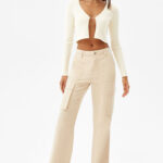 Ribbed V-Neck Cardigan With Rhinestone Detail - Image 4